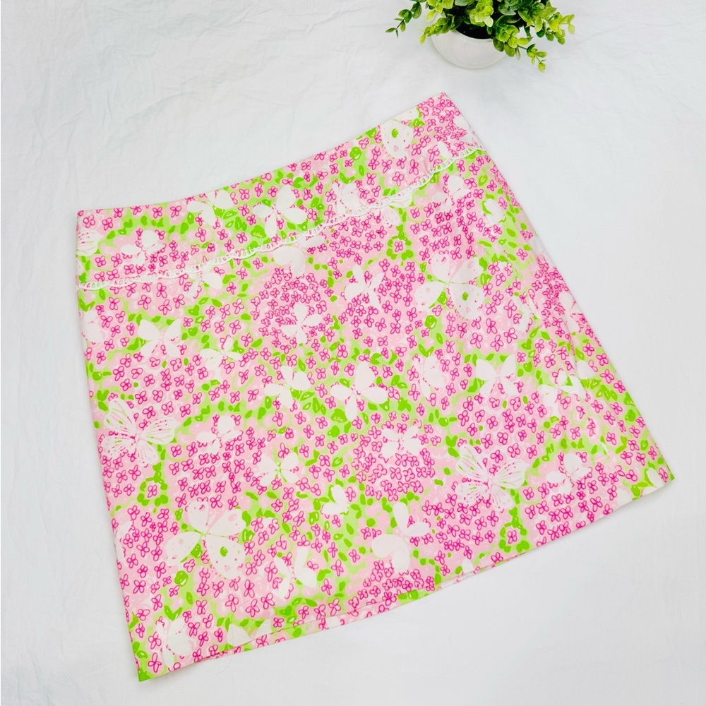 Vintage Lilly Pulitzer Pink & White Mini Pencil Skirt Butterfly  Resort Wear 8